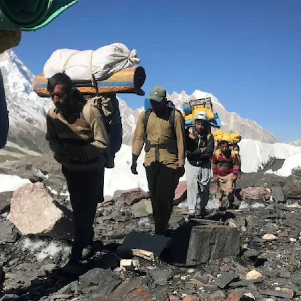 Porters carrying luggage to K2 base camp