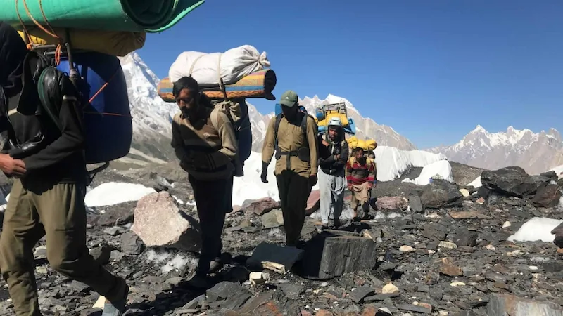 Porters carrying luggage to K2 base camp